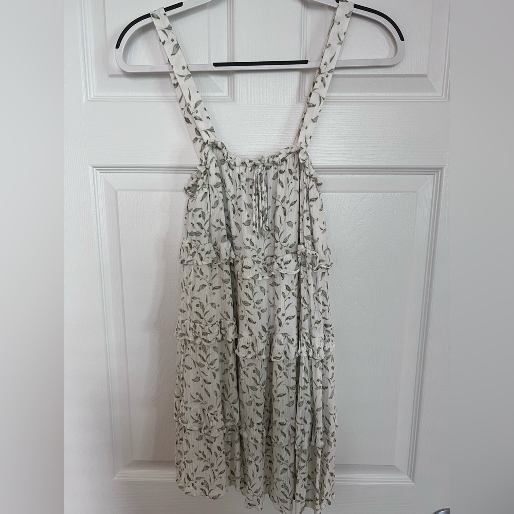 White and green babydoll dress